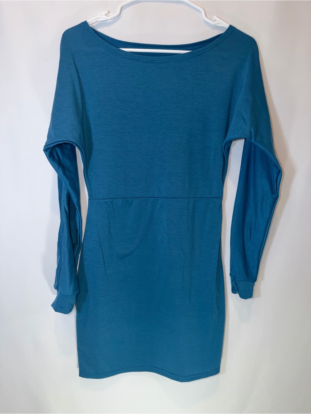 Women's Teal Long-Sleeve Casual Knit Dress